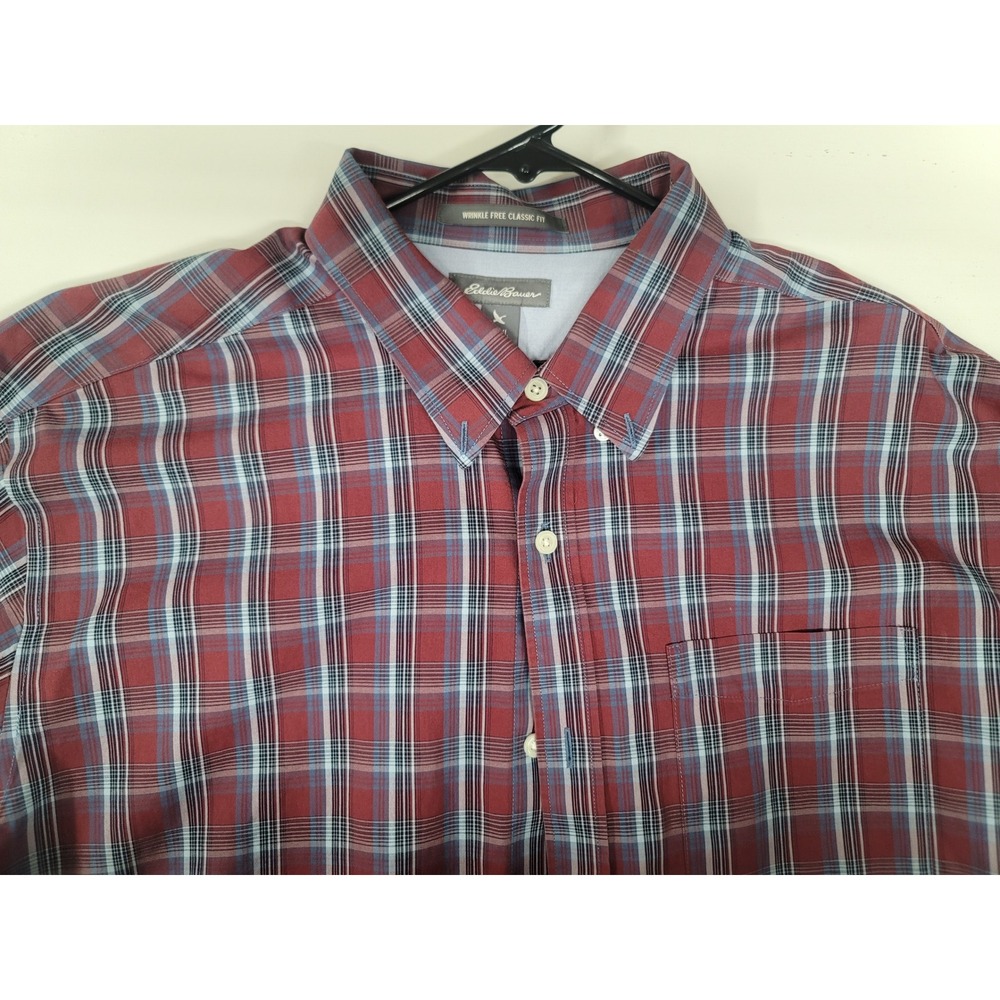 Eddie Bauer Mens‎ XL Plaid Wrinkle Free Classic Fit Button Down Shirt